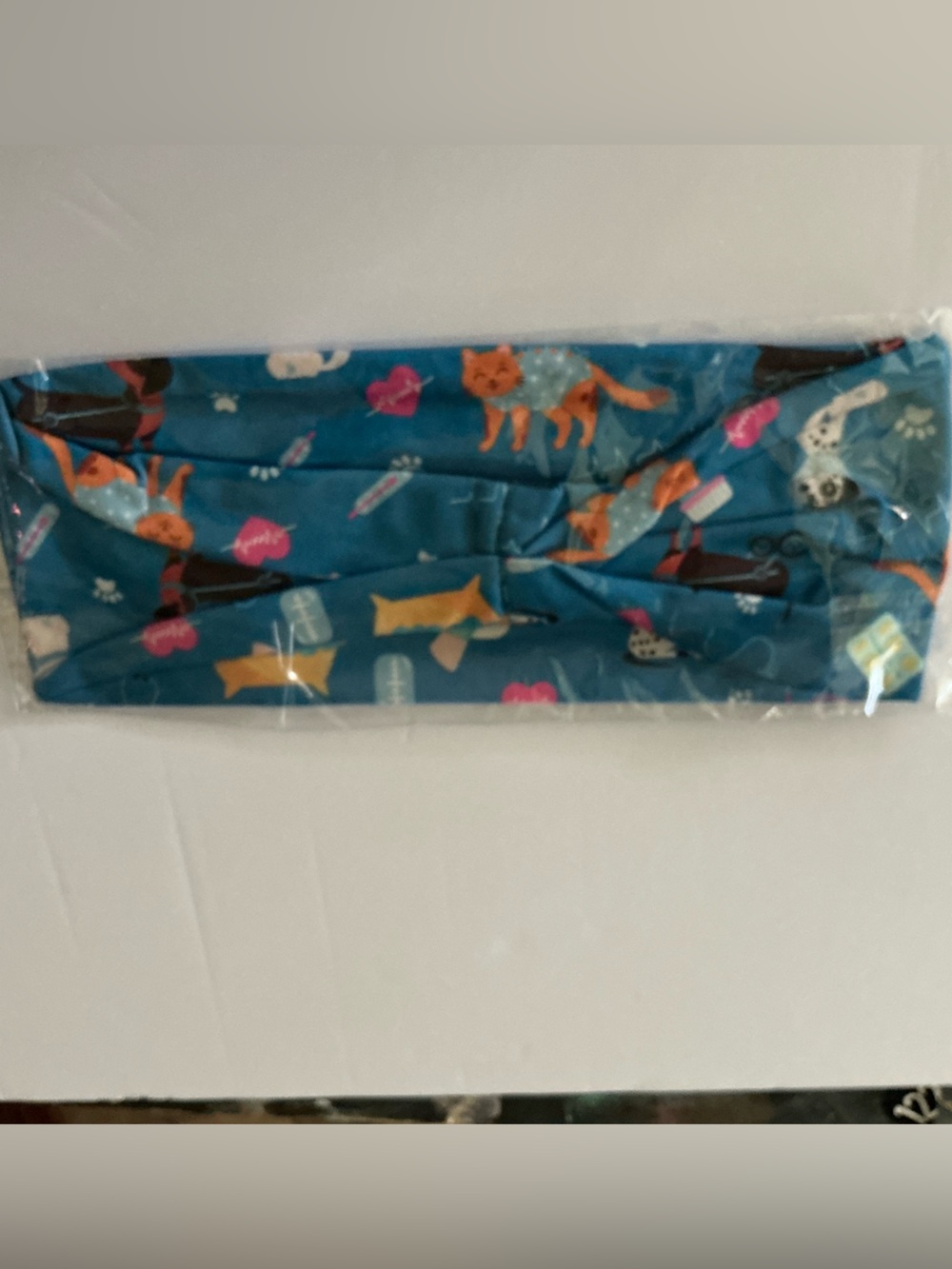 Teal Cat Print Headband